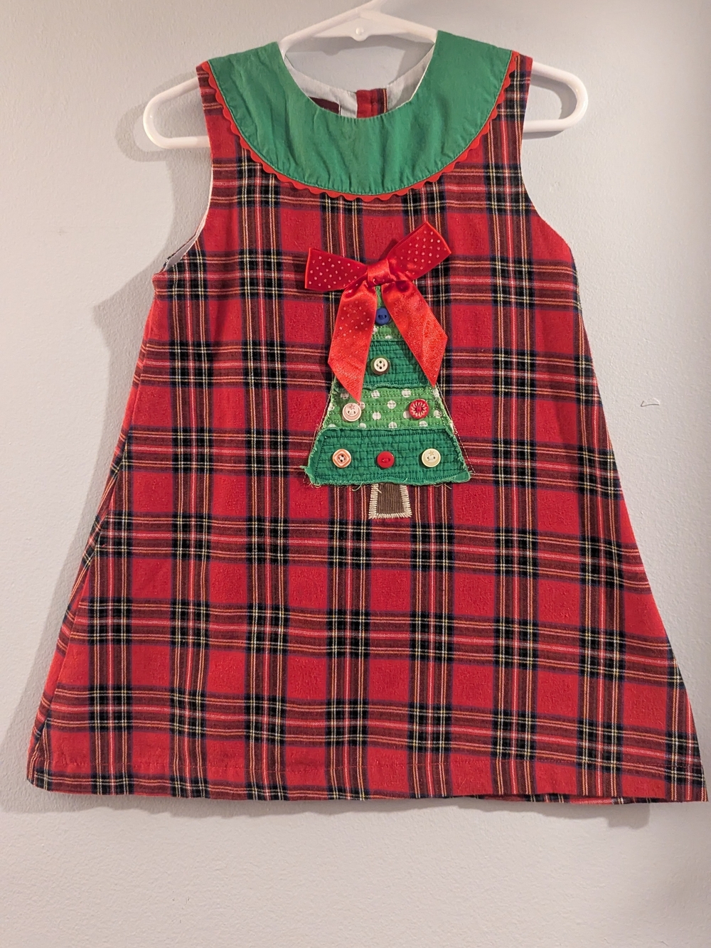 Lil' Cactus Red Plaid Christmas Tree Dress 3T